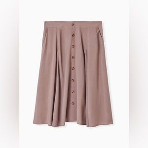 Torrid Taupe Midi Challis Button-Front Skirt